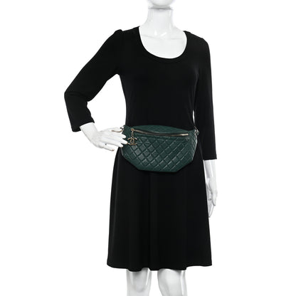 Chanel Calfskin Quilted Banane Waist Bag Fanny Pack Dark Green 2 of 10