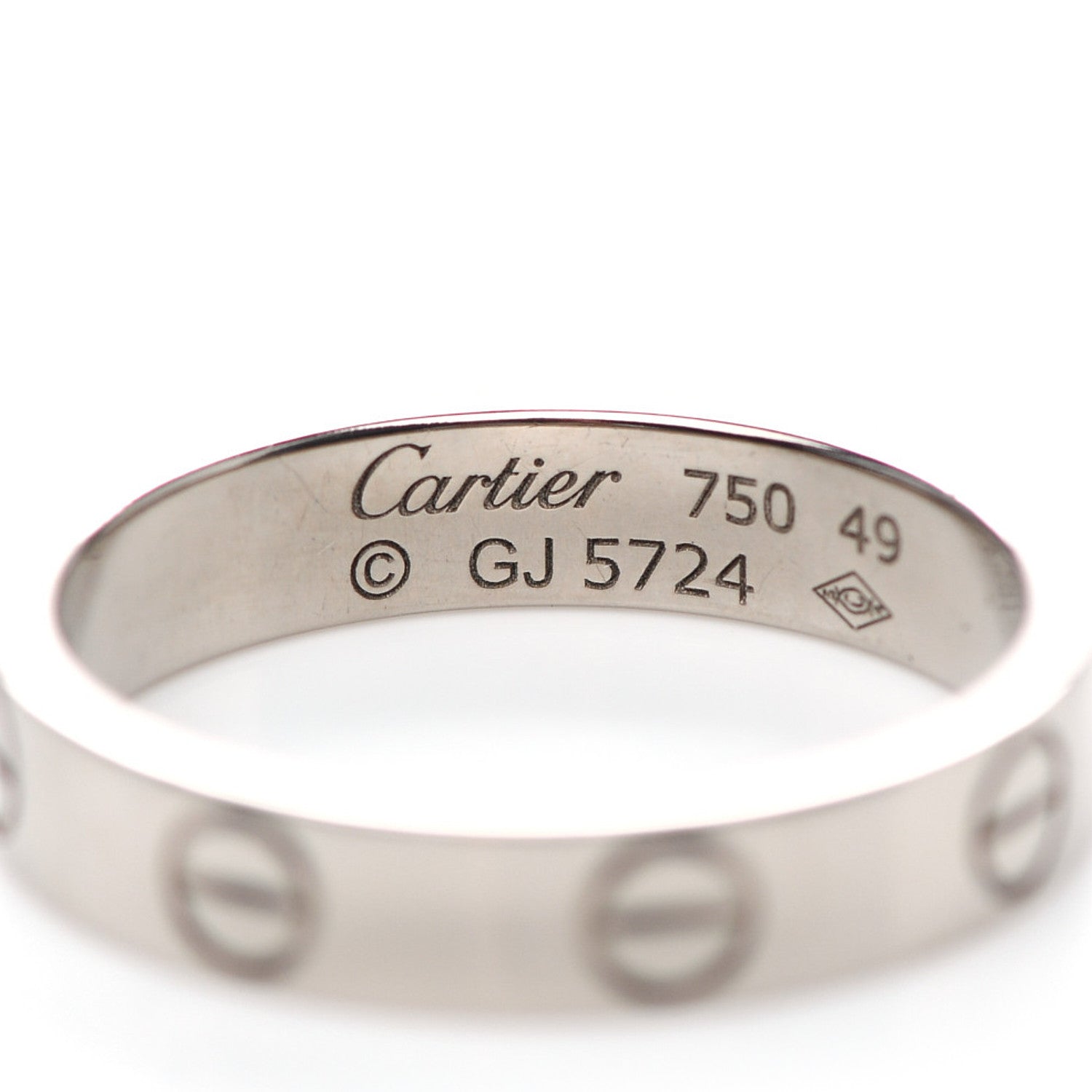Cartier 18K White Gold 3.5mm LOVE Wedding Band Ring 49 4.75 4 of 5