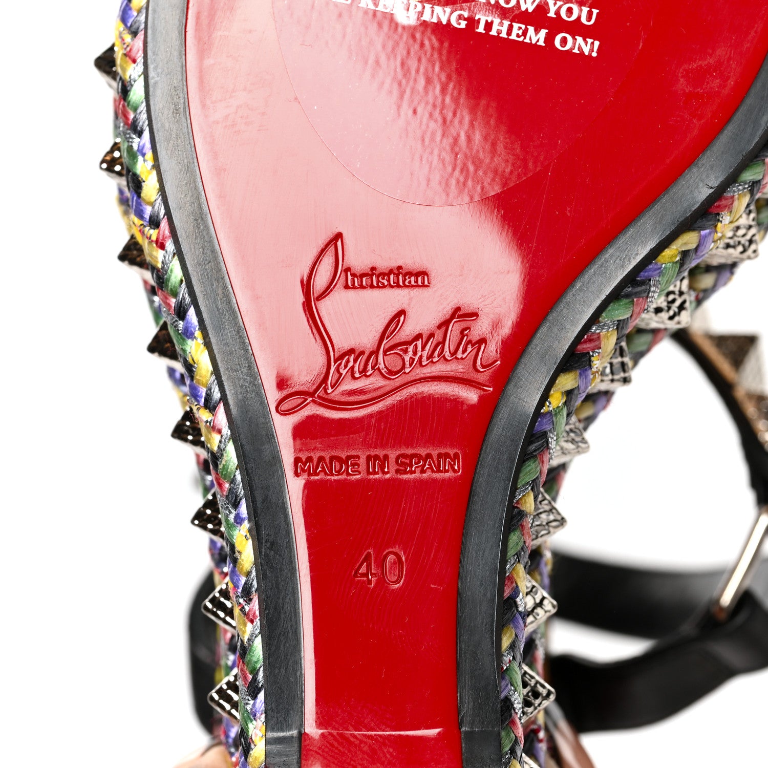 Christian Louboutin Patent Calfskin Super Loubi Print Pyraclou 110 Wedge Sandals 40 Black Multicolor 6 of 7