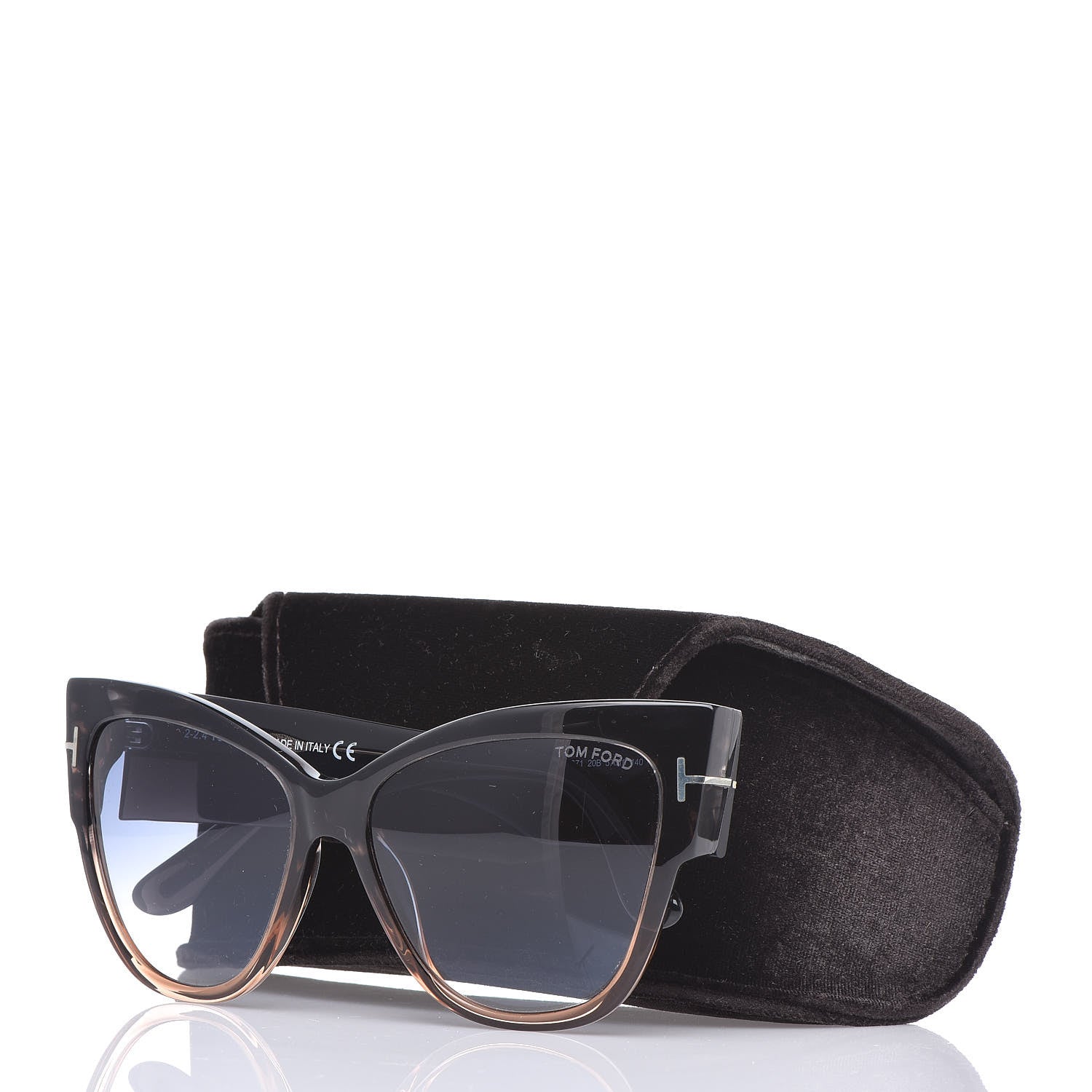 Tom Ford Acetate Anoushka Cat Eye Sunglasses TF371 Melange Grey Peach 7 of 7