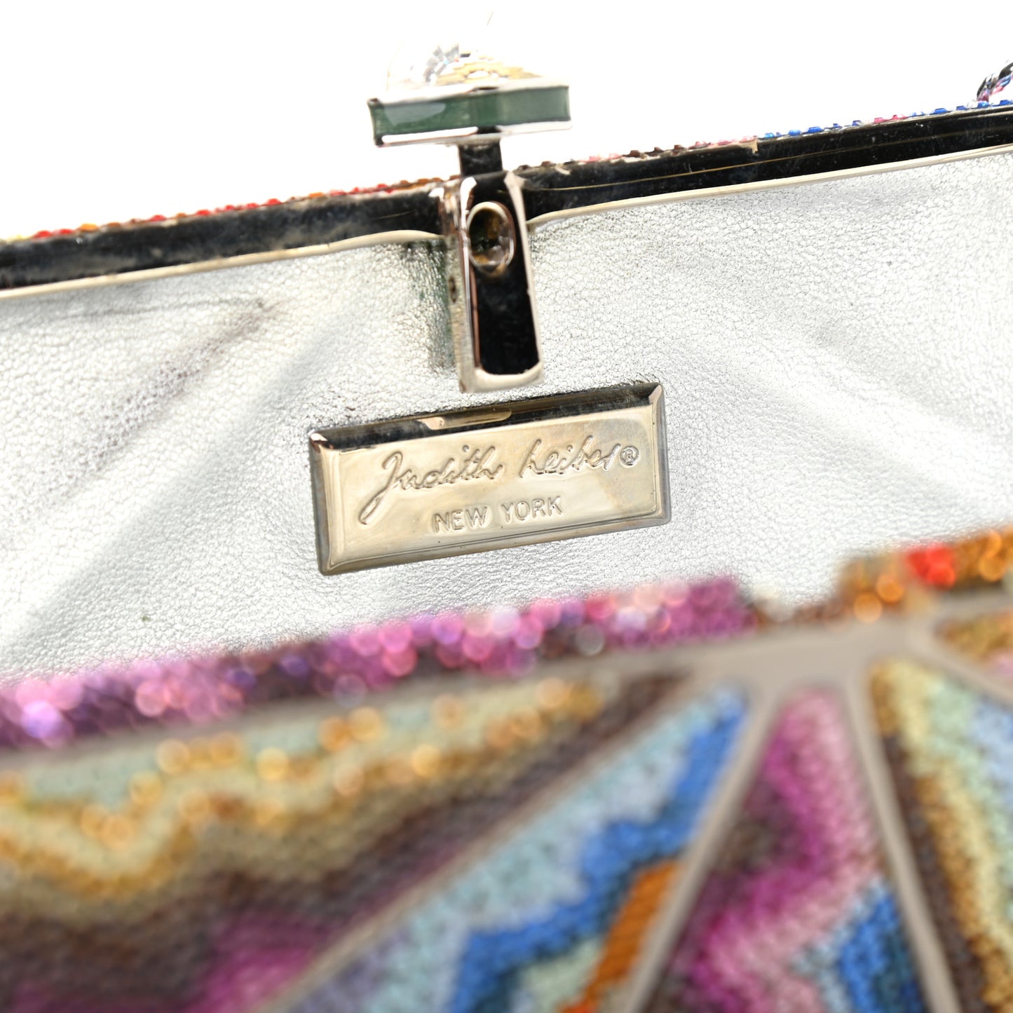Crystal Watermelon Slice Minaudiere Clutch Silver Multicolor