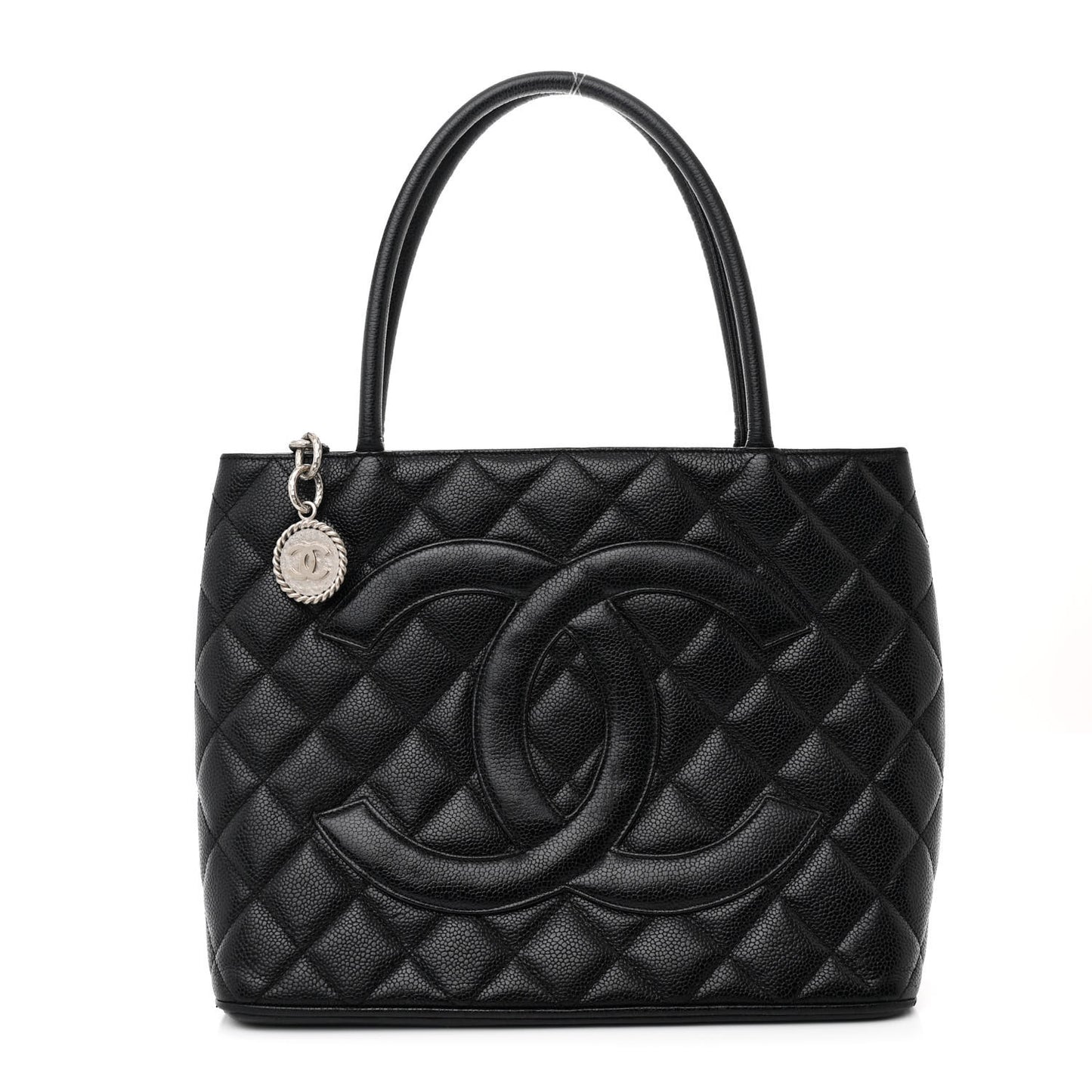Caviar Quilted Medallion Tote Black