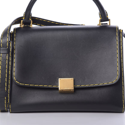 Celine Smooth Calfskin Yellow Stitching Medium Trapeze Black 8 of 14