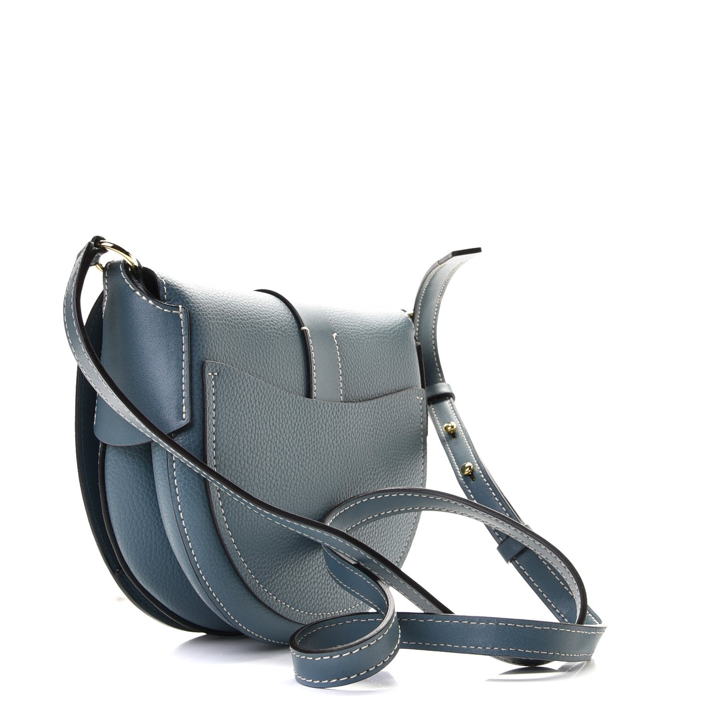 Grained Calfskin Small Darryl Saddle Crossbody Bag Mirage Blue
