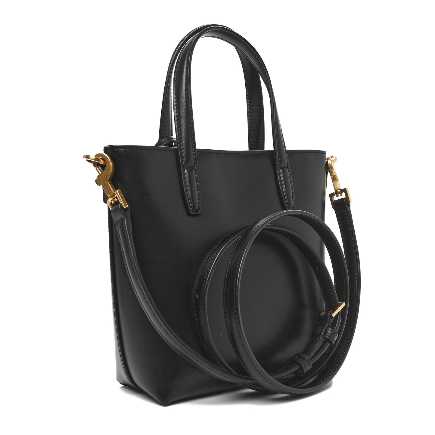 Calfskin Mini Toy Shopping Tote Black
