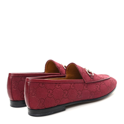 Gucci New Canvas GG Monogram Malaga Kid Horsebit Womens Jordaan Loafers 37 Rosso Ancora 5 of 10