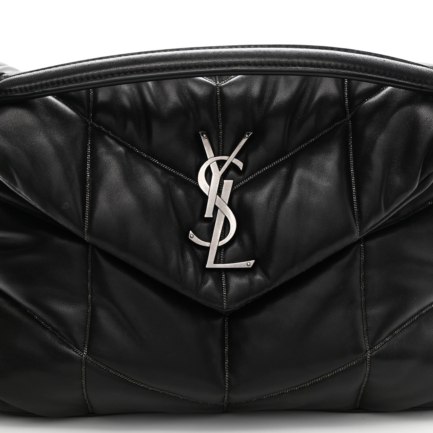 Saint Laurent Lambskin Quilted Small Loulou Puffer Monogram Chain Satchel Black 8 of 14