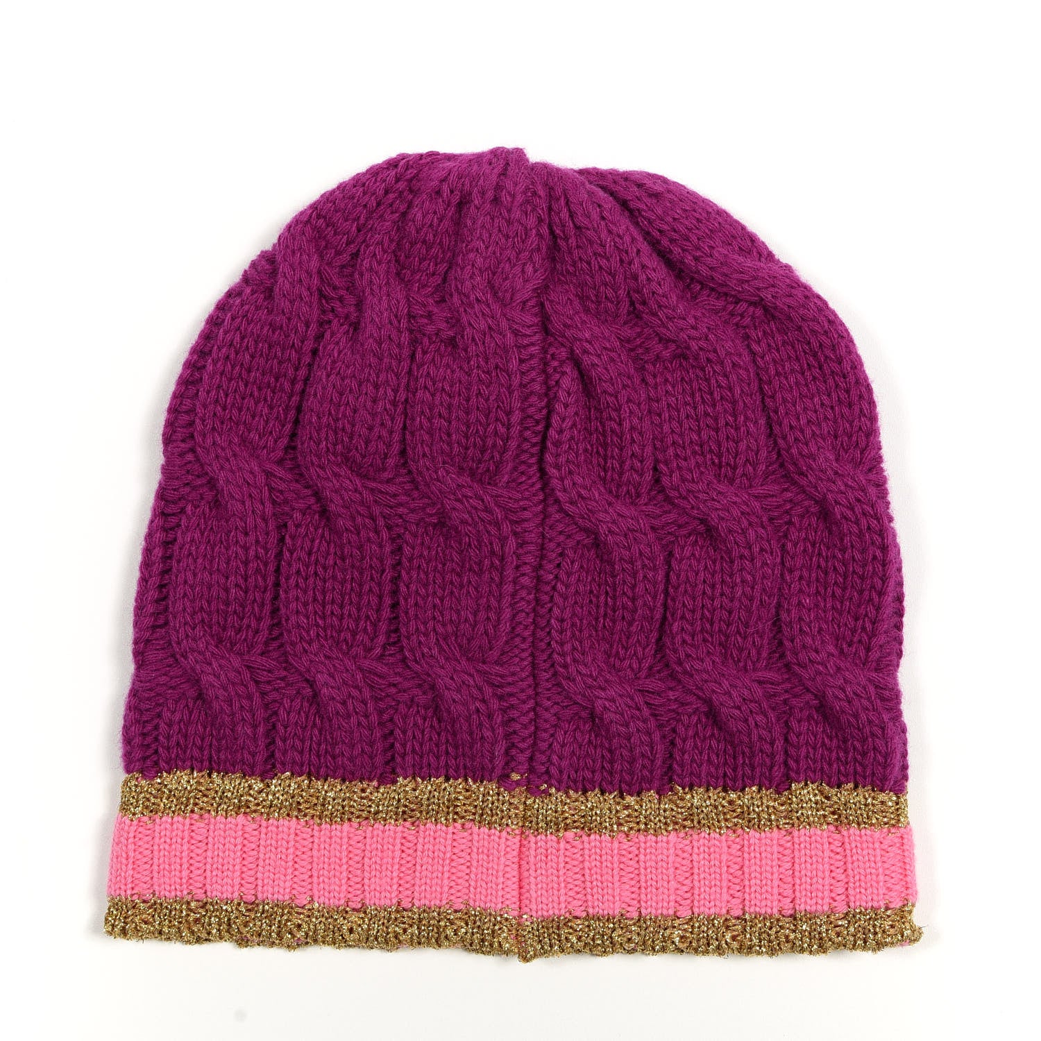 Gucci Wool Cashmere Polyamide Cable Knit Bonhate Beanie Hat M Magenta Pink 2 of 3