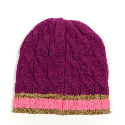 Gucci Wool Cashmere Polyamide Cable Knit Bonhate Beanie Hat M Magenta Pink 2 of 3