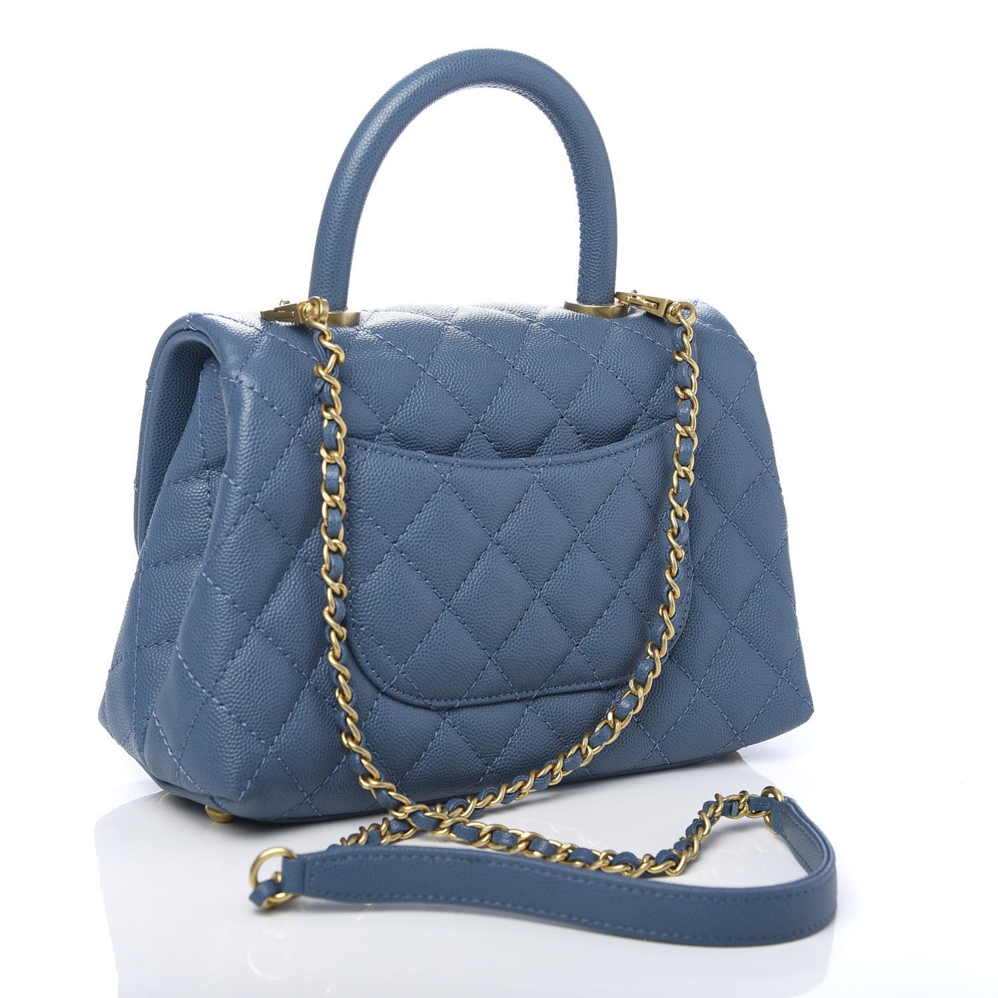 Caviar Quilted Mini Coco Handle Flap Blue