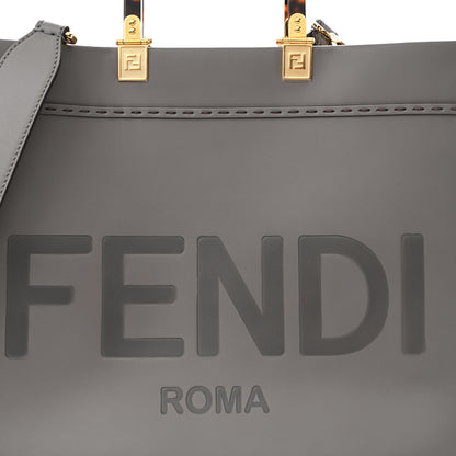 Fendi Vitello King Plexiglass Logo Embossed Medium Fendi Sunshine Shopper Tote Tortora 8 of 14