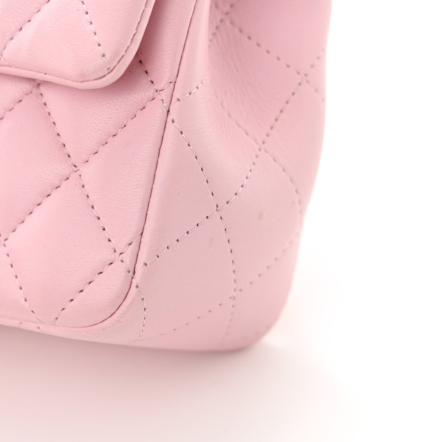 Lambskin Quilted Mini Top Handle Rectangular Flap Light Pink