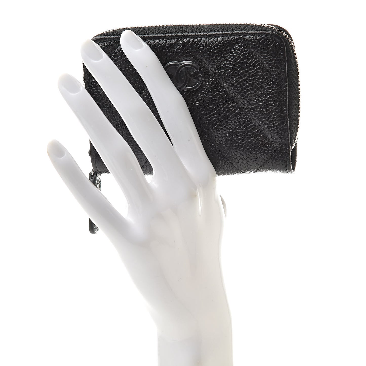 Caviar Quilted Incognito Zip Coin Purse Black