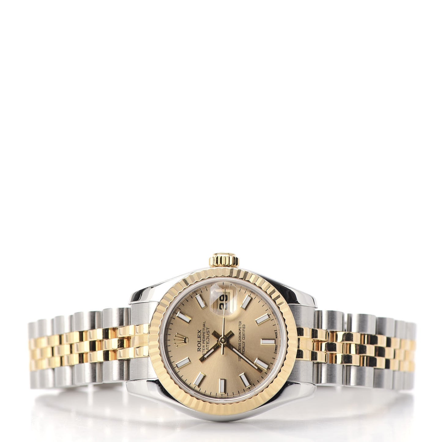 Stainless Steel 18K Yellow Gold 26mm Oyster Perpetual Datejust Watch Champagne 179173