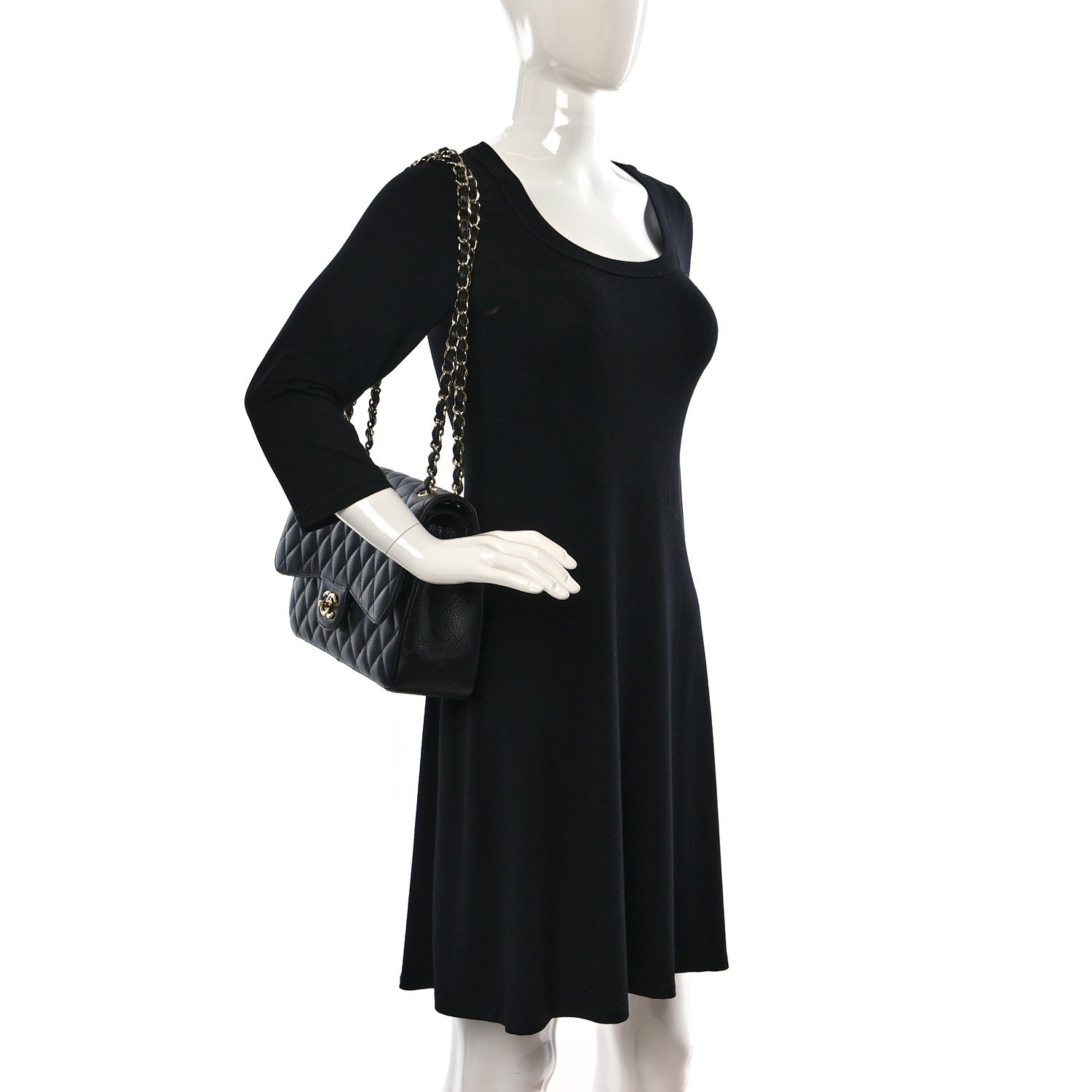 Chanel Caviar Quilted Jumbo Double Flap Black 2 of 12