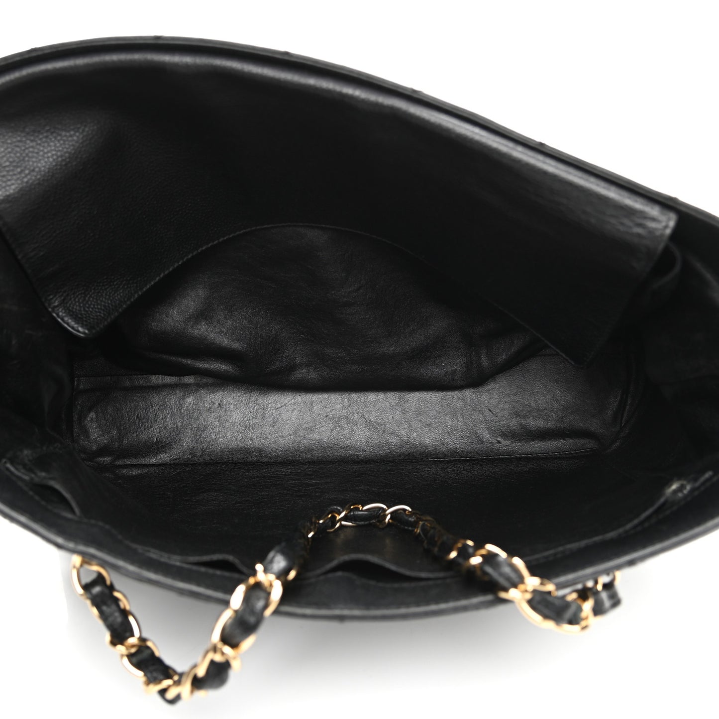 Caviar Quilted Shopping Tote Black