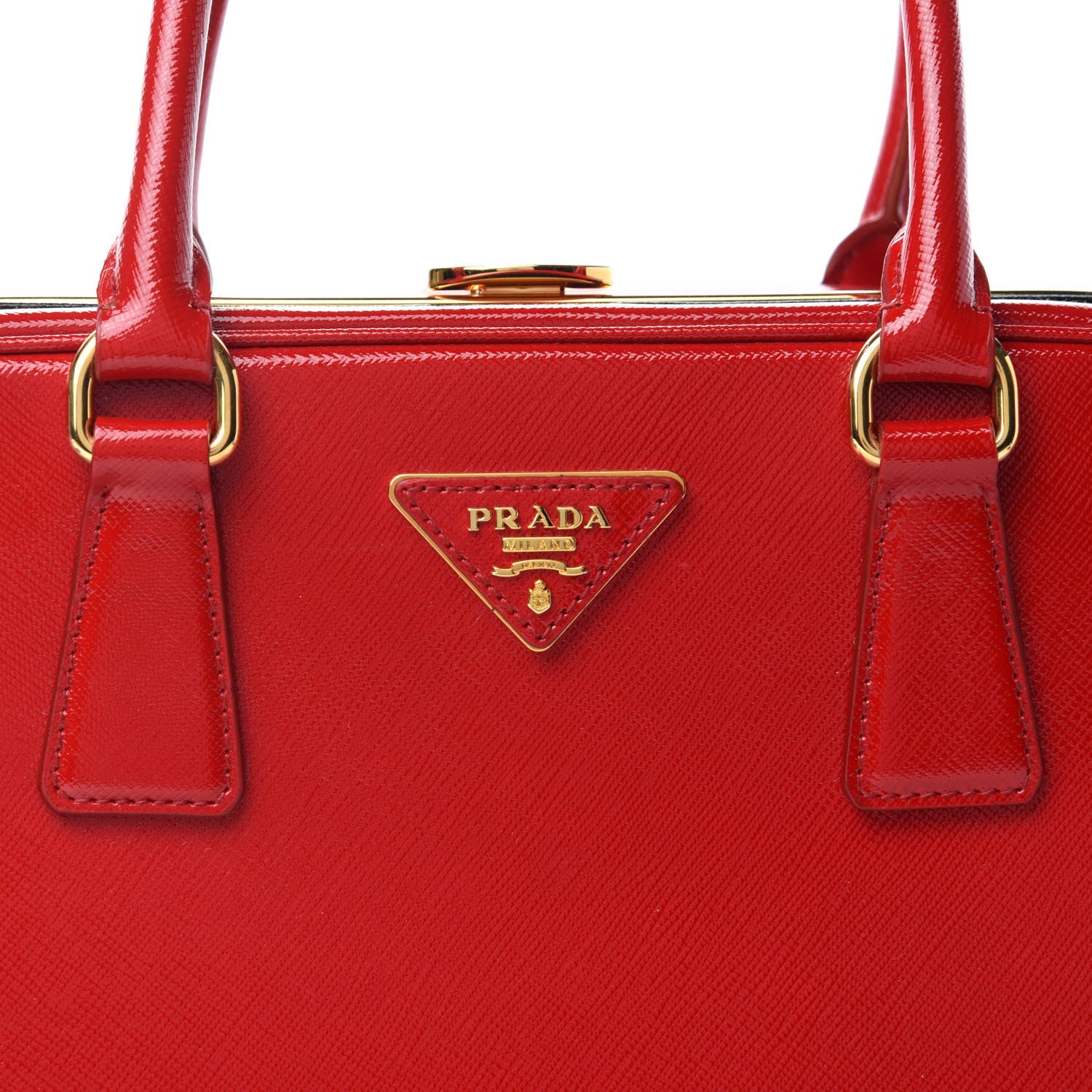 Prada Saffiano Vernice Pyramid Bag Rosso 11 of 11