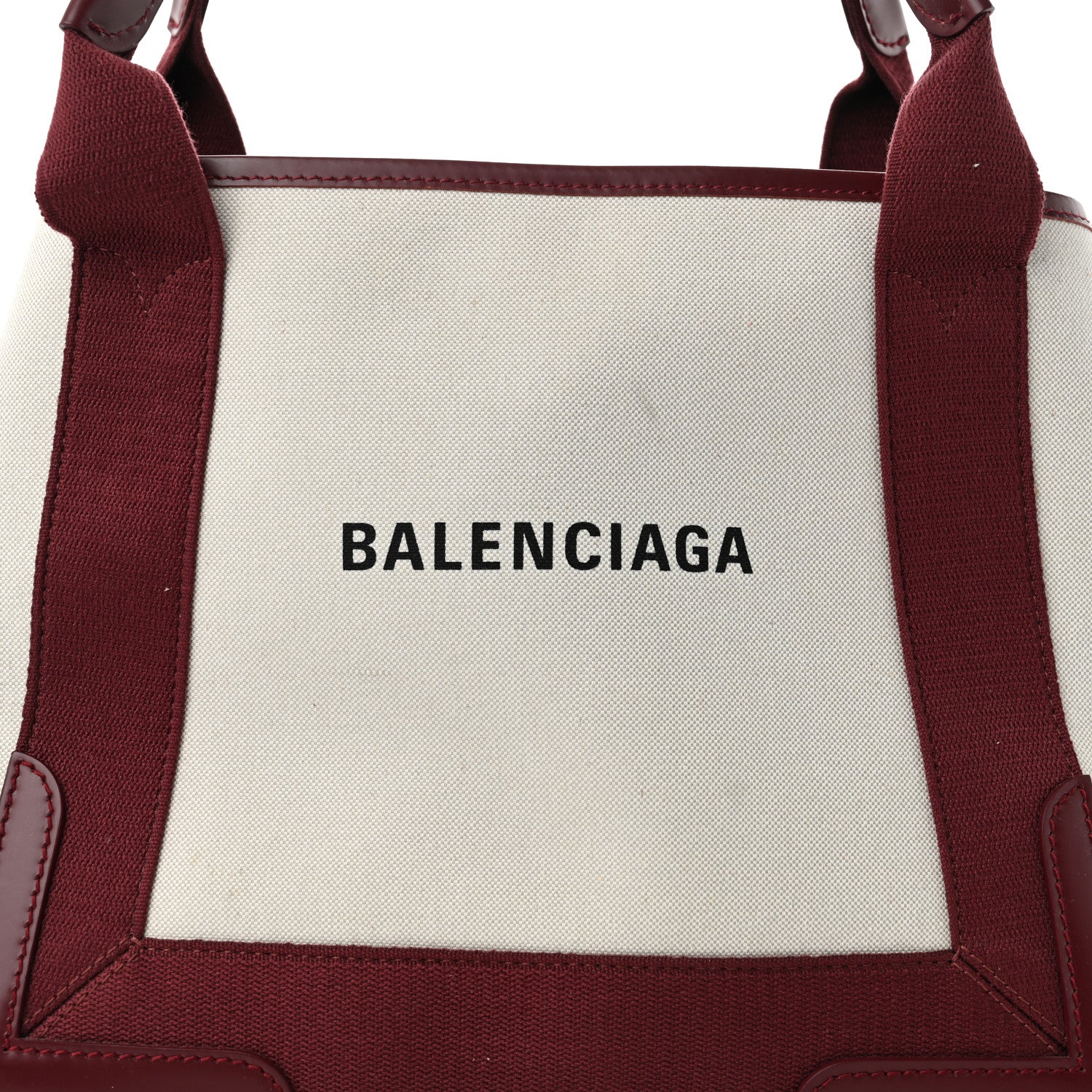 Balenciaga Cotton Canvas Calfskin S Navy Cabas Natural Burgundy 9 of 13