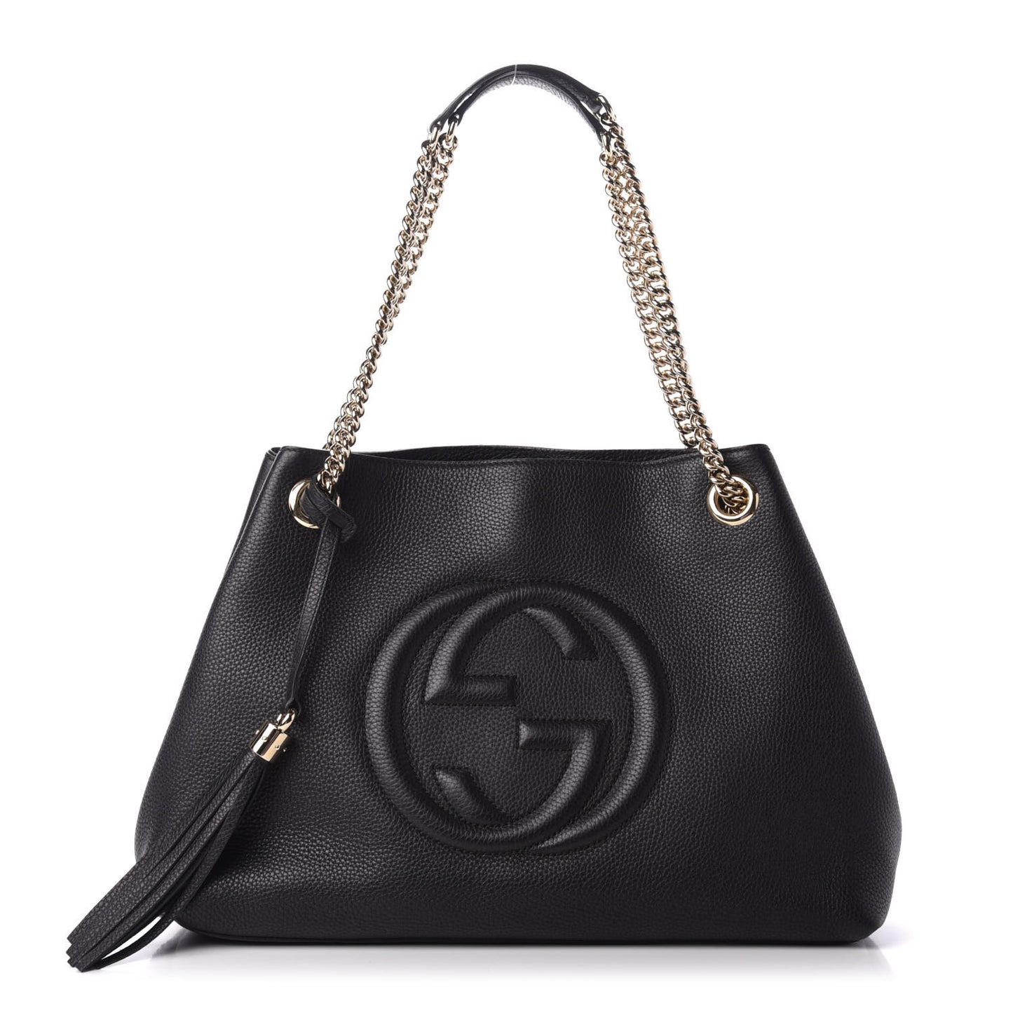 Pebbled Calfskin Medium Soho Chain Shoulder Bag Black