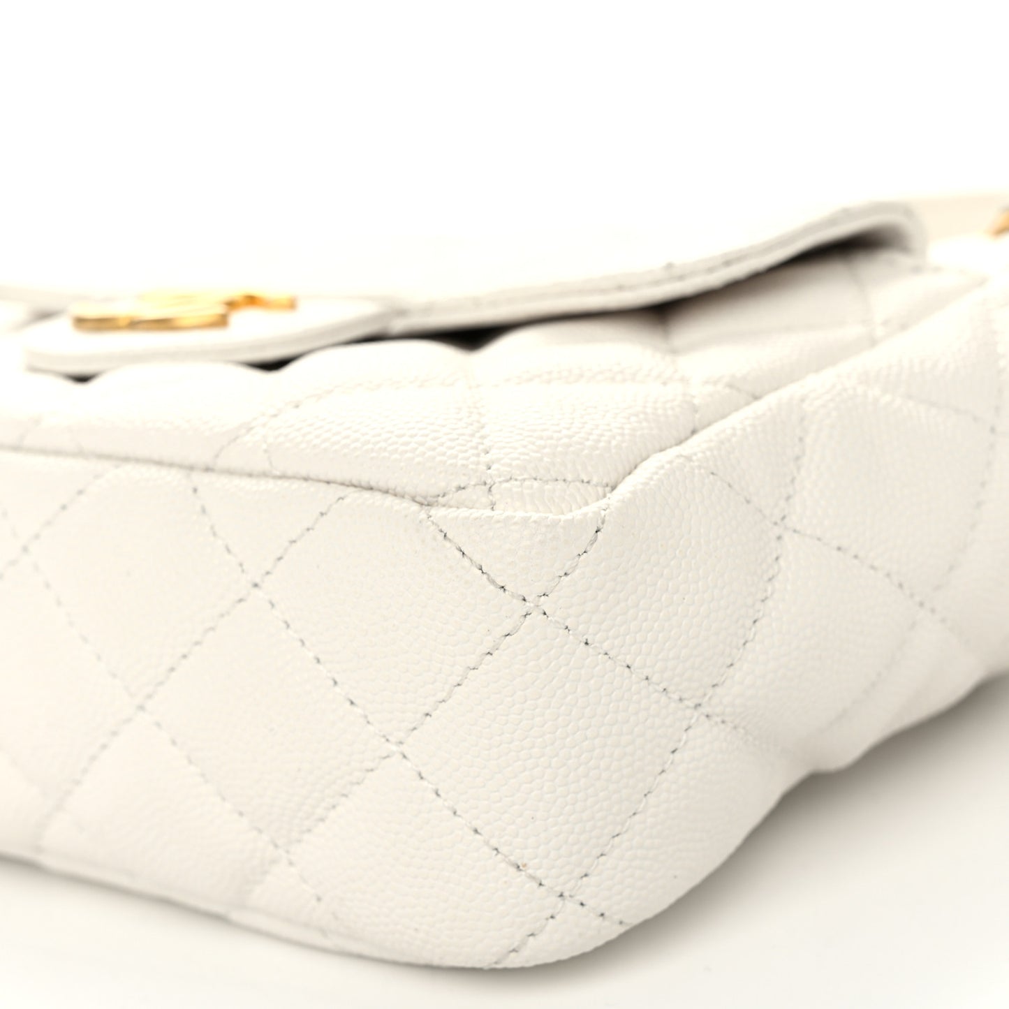 Caviar Quilted Small Wavy CC Hobo White