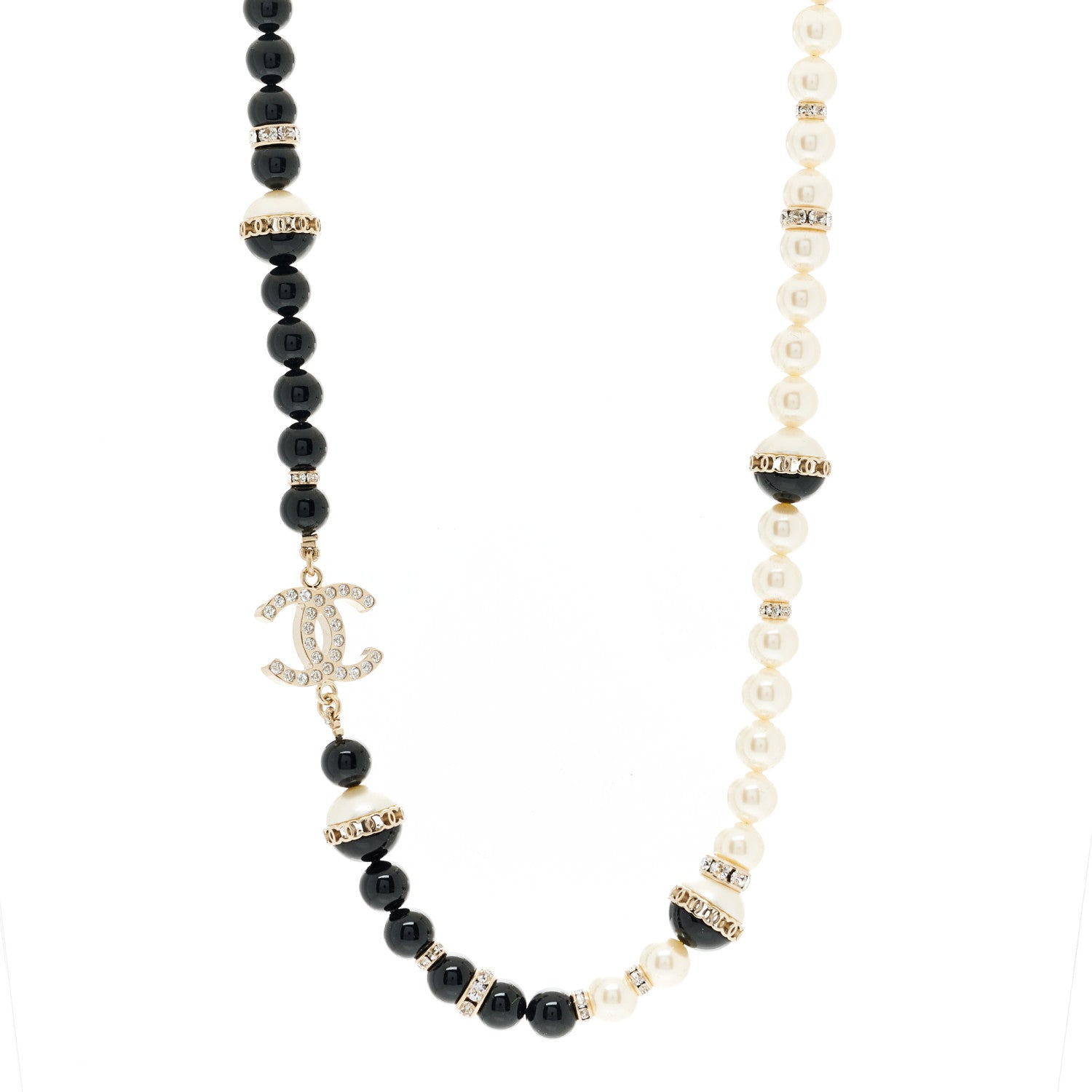 Chanel Pearl Crystal Bead Divine Higness Necklace Black 1 of 6