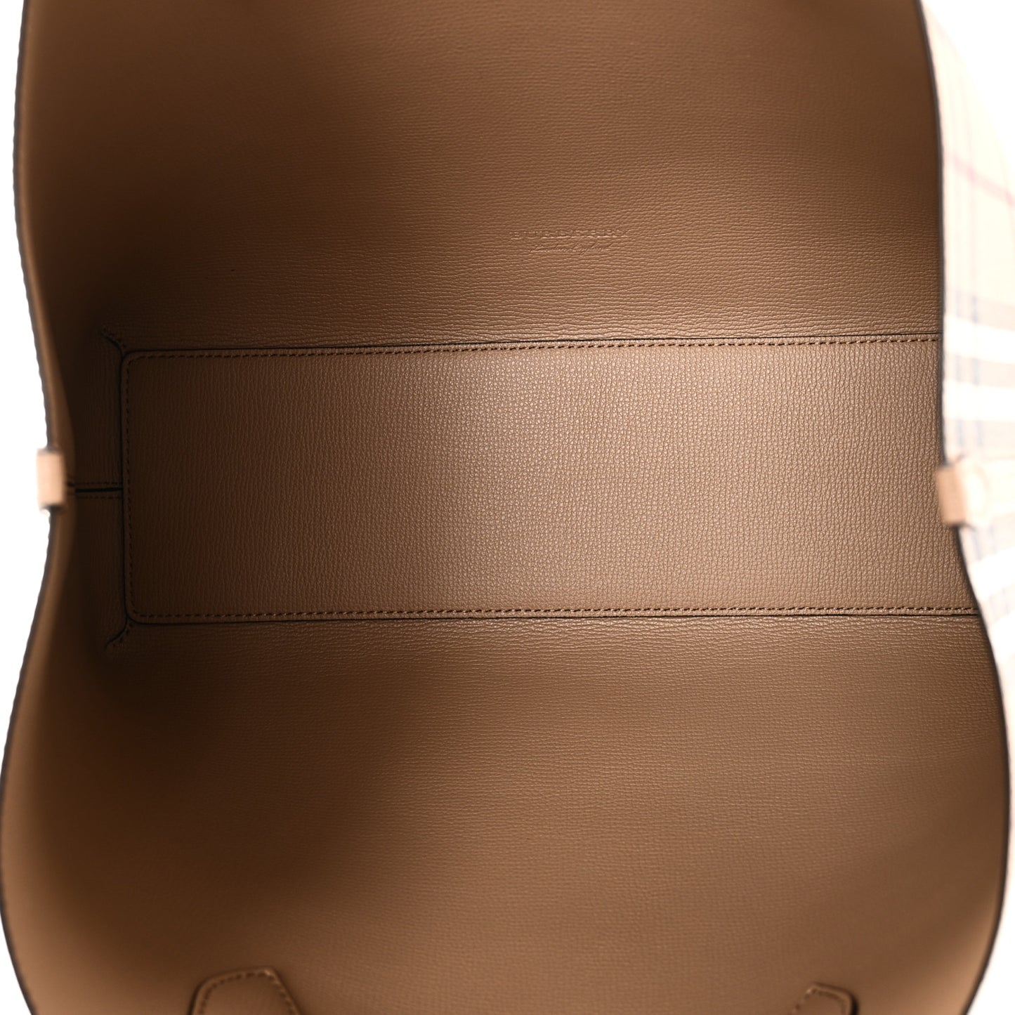 Grainy Calfskin Haymarket Check Medium Reversible Tote Mid Camel
