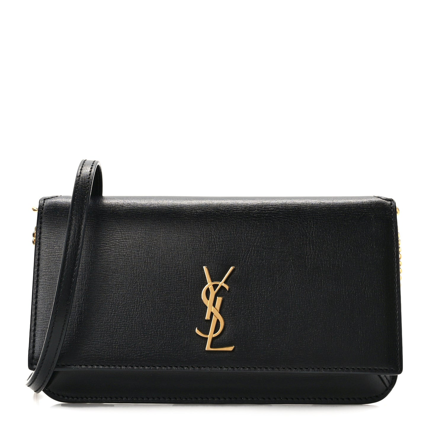 Grained Calfskin Monogram Phone Holder Crossbody Black