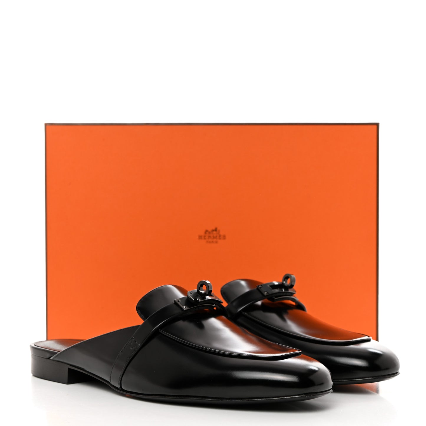 Glazed Calfskin Oz Mules 41 Black