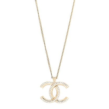 Chanel Metal Crystal Baguette CC Necklace Gold 1 of 5