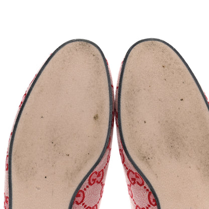 Gucci Canvas GG Monogram Horsebit Womens Princetown Slippers 37 Gardenia Hibiscus Red 7 of 11