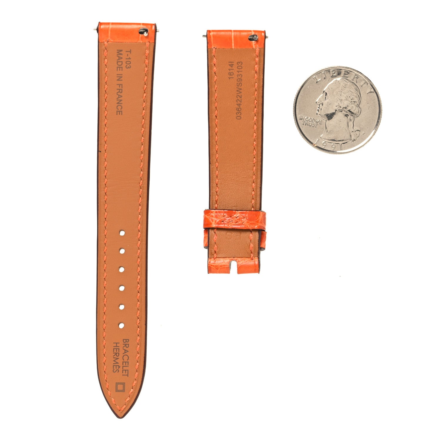 Hermes Shiny Alligator Single Tour Watch Strap Orange 3 of 12
