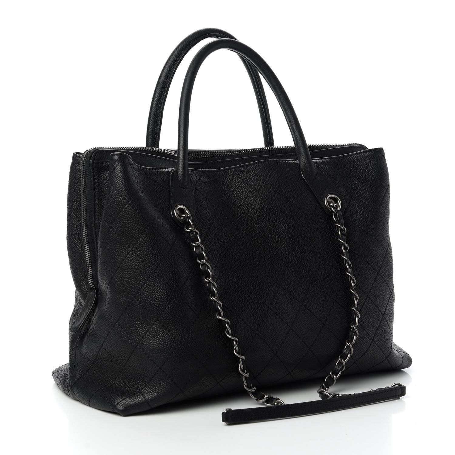 Chanel Grained Vegetal Calfskin Urban Shopping Tote Black 3 of 12