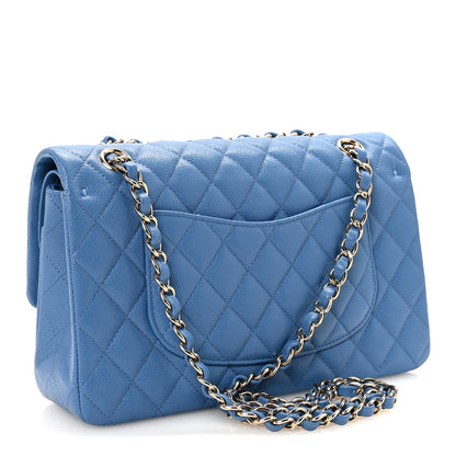 Chanel Caviar Quilted Medium Double Flap Blue 4 of 21
