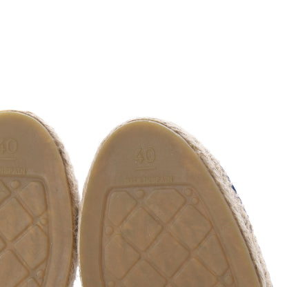 Chanel Mesh Lambskin Plaid Print CC Espadrilles 40 Blue White Red 6 of 7