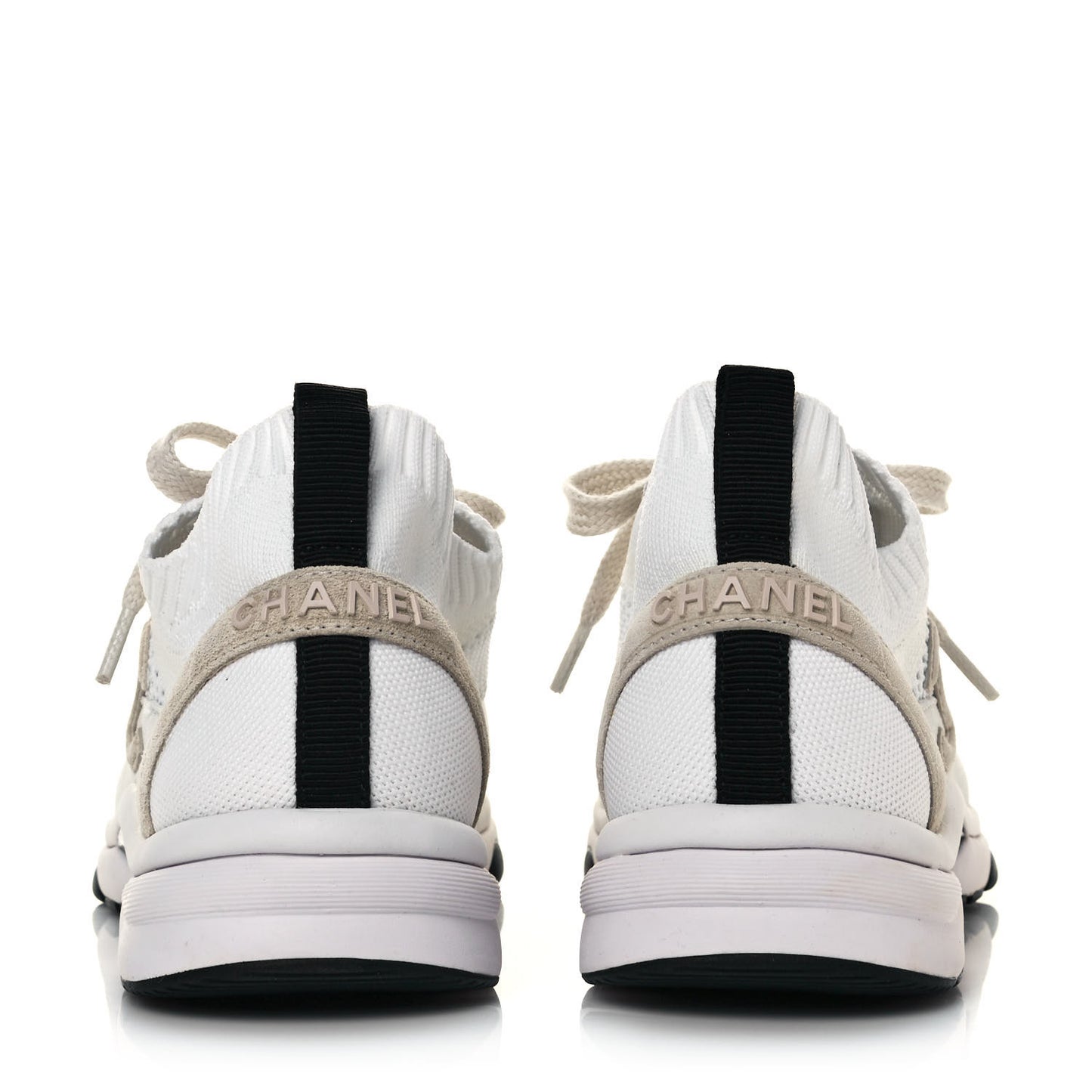 Mesh Suede Fabric Womens CC Sneakers 39.5 White Ivory Light Beige