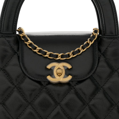 Chanel Shiny Aged Calfskin Quilted Nano Kelly Shopper Black 8 of 11