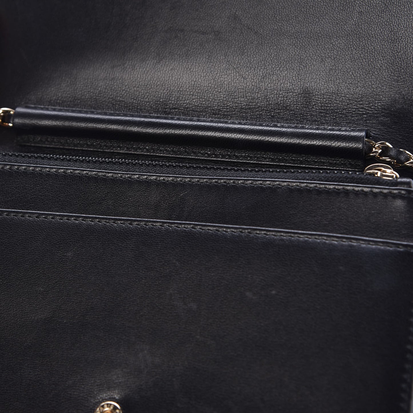Goatskin Quilted Diamond CC Wallet On Chain WOC Black
