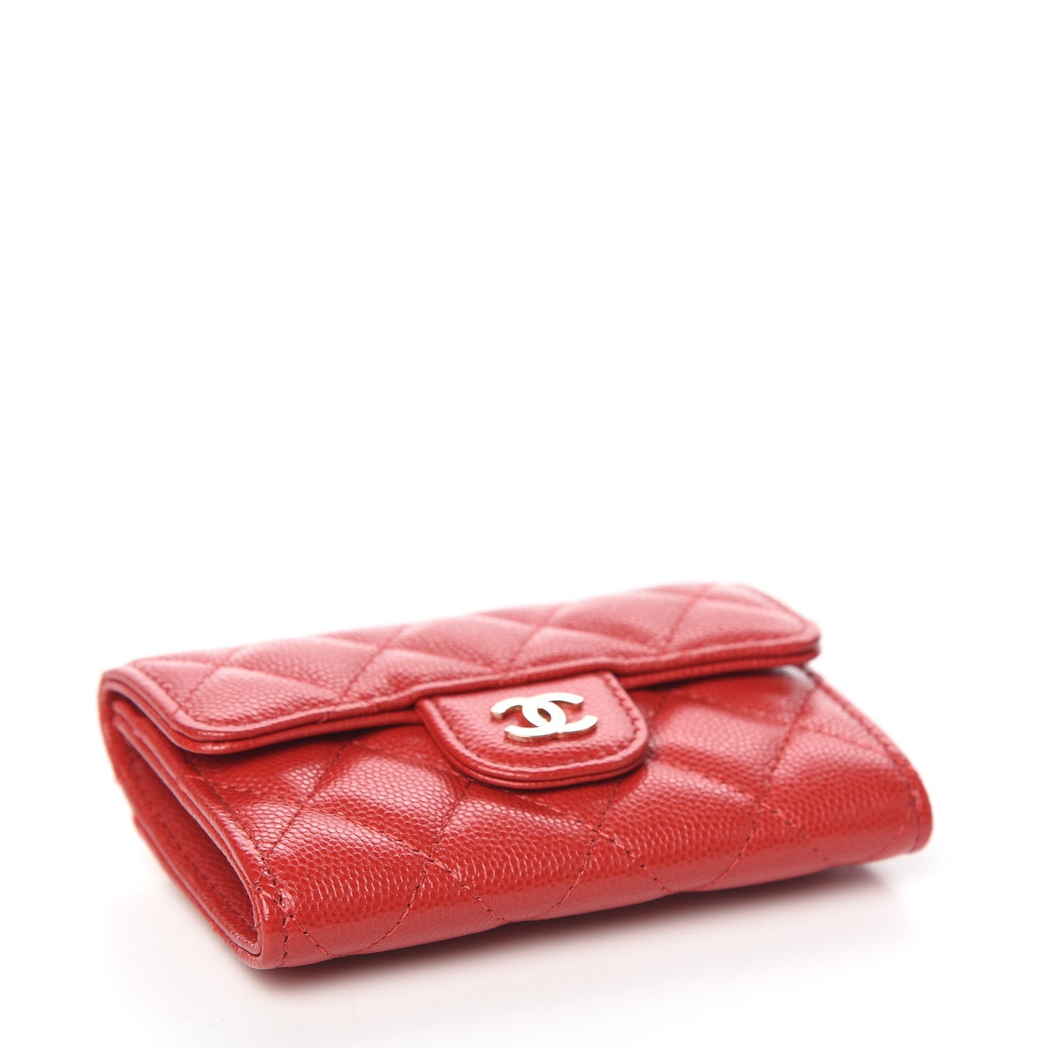 Chanel Caviar Quilted Flap Card Holder Wallet Red 3 of 8