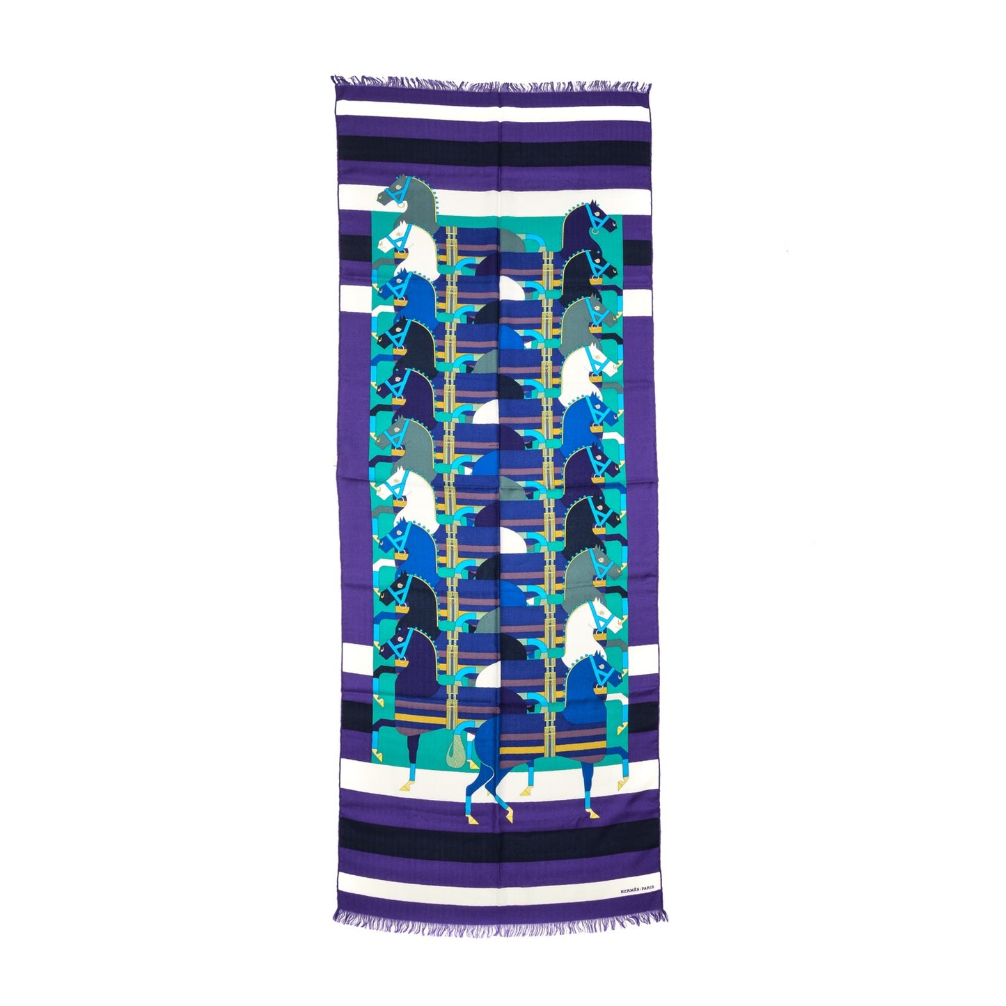 Cashmere Silk Rocabar Stole Violet Menthe Cobalt