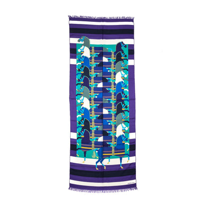 Hermes Cashmere Silk Rocabar Stole Violet Menthe Cobalt 1 of 6