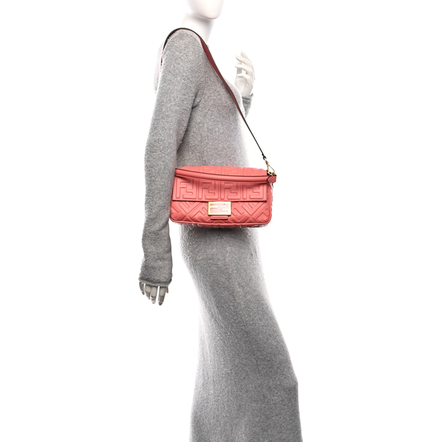 Nappa FF 1974 Embossed Baguette Rosa Pesca
