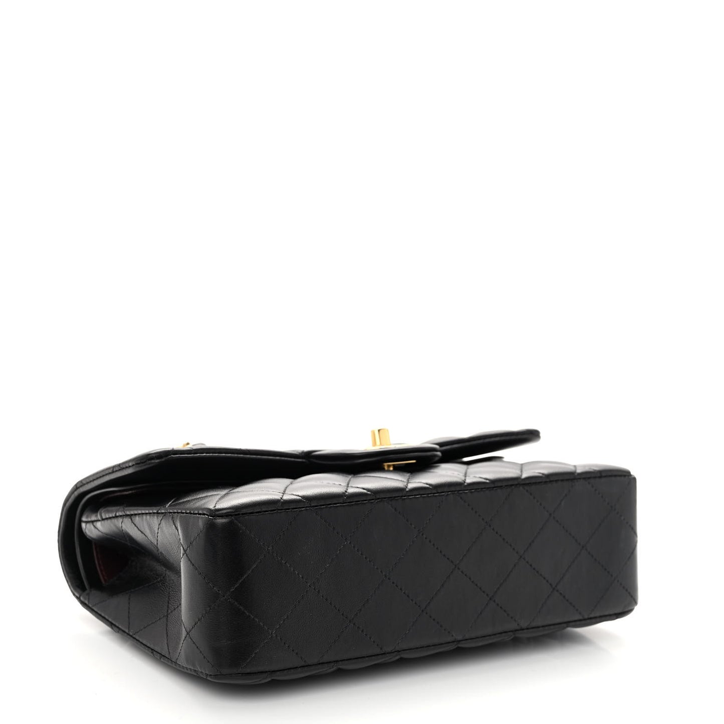 Lambskin Quilted Small Double Flap Black