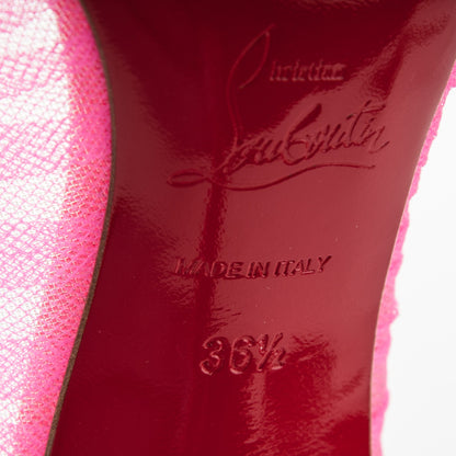 Christian Louboutin Tulle Patent Draperia Follies 100 Pumps 36.5 Shocking Pink 6 of 7