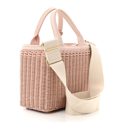 Prada Wicker Canvas Patch Comics Shoulder Bag Pink 3 of 12