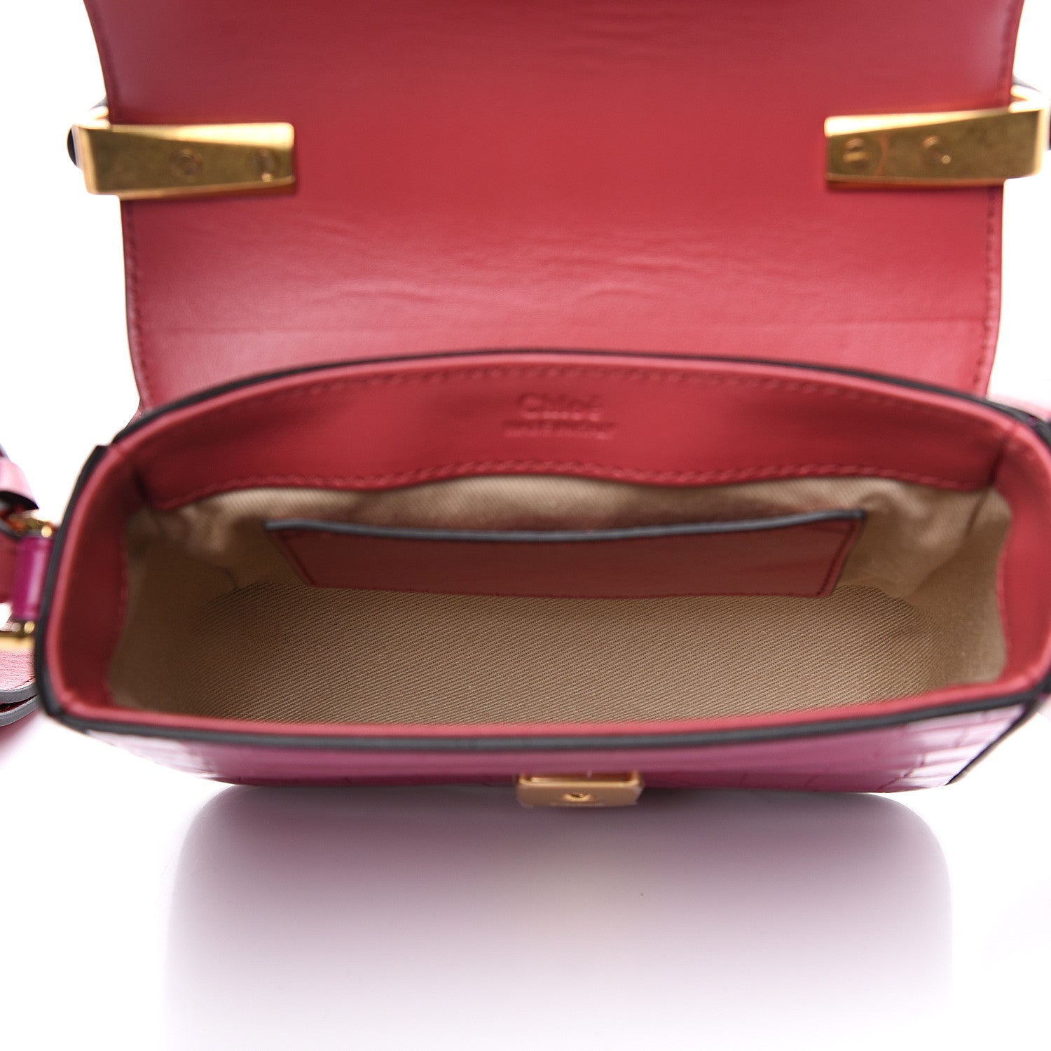 Chloe Calfskin Crocodile Embossed Mini C Bag Graphic Pink 4 of 8