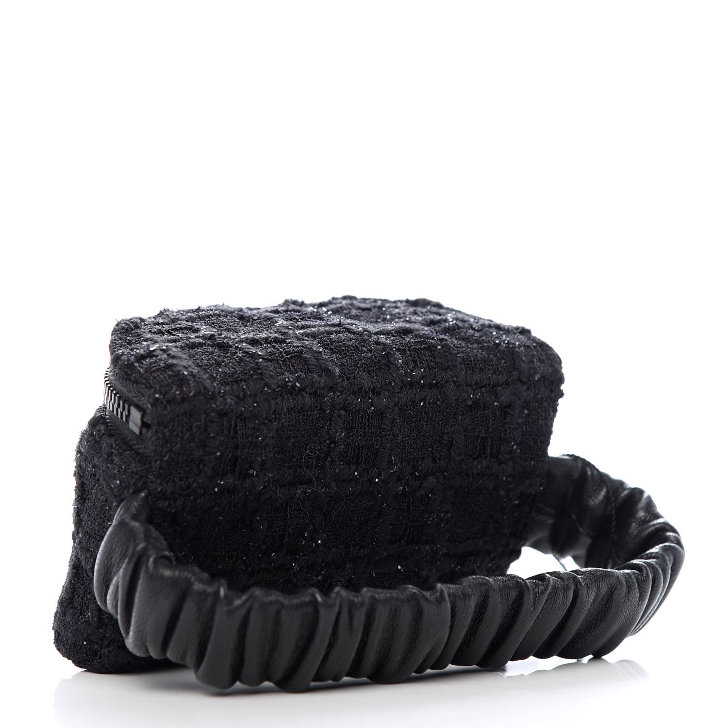 Chanel Tweed Lambskin Quilted Arm Coin Purse Black 3 of 8