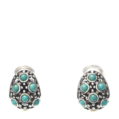 John Hardy Sterling Silver 18K Yellow Gold Turquoise Dot Hoop Earrings 1 of 5