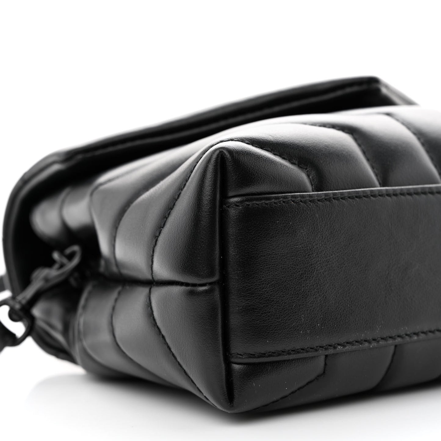 Calfskin Y Quilted Monogram Monochrome Toy Loulou Crossbody Bag Black