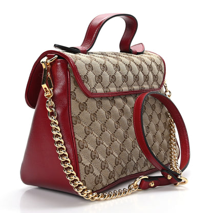 Gucci Monogram Azalea Calfskin Matelasse Diagonal Small GG Marmont Top Handle Shoulder Bag Beige Ebony New Cherry Red 2 of 10