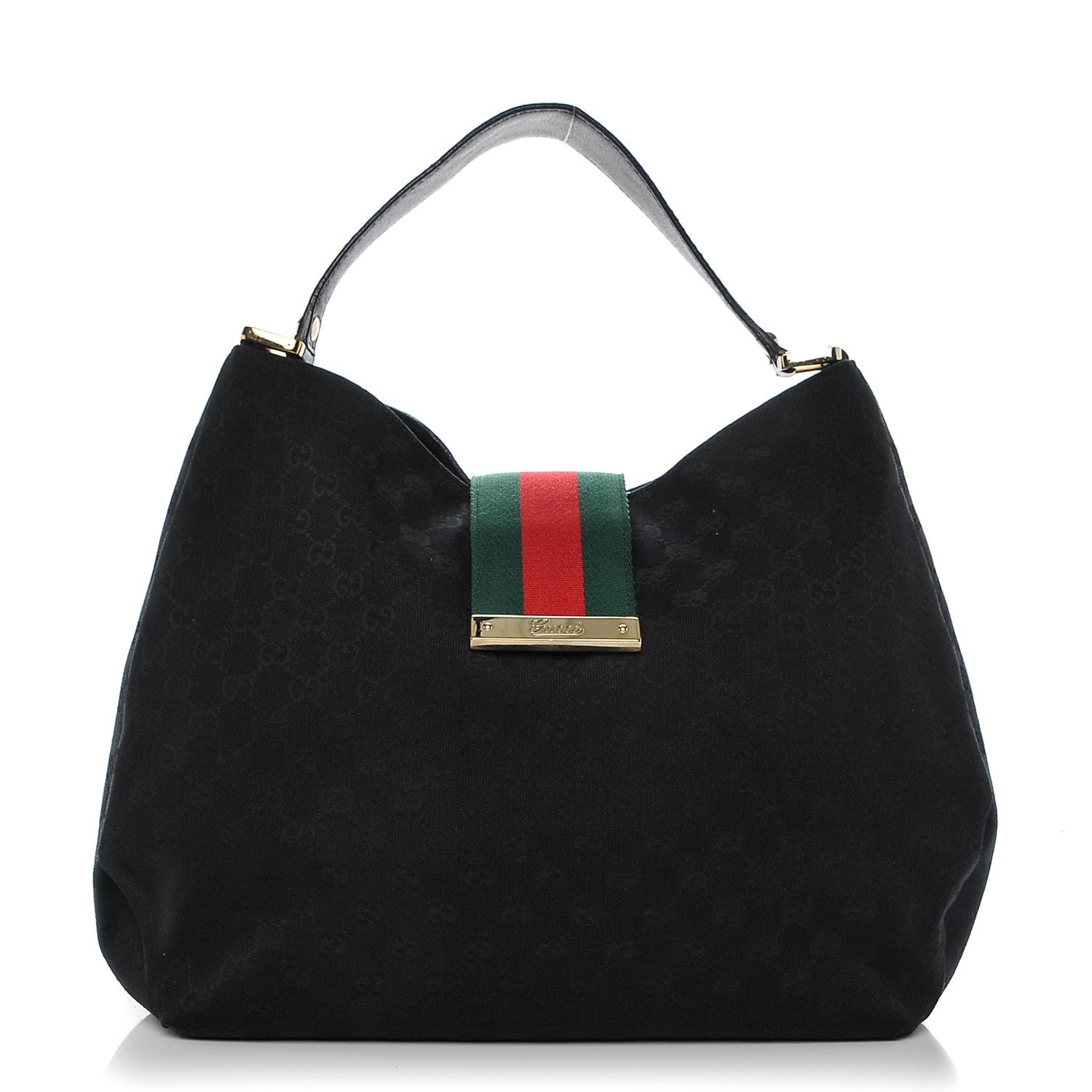 Gucci Monogram Large New Ladies Web Hobo Black 1 of 6